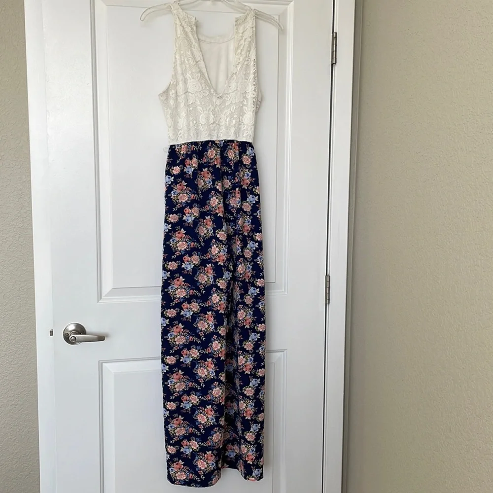 Francesca’s Emrey Floral Lace Boho Jumpsuit - Picture 6 of 11